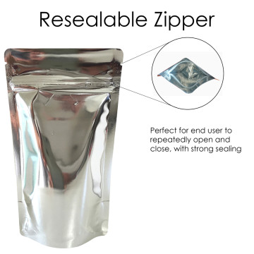 100g Silver Shiny Stand Up Pouch/Bag with Zip Lock [SP9] (100 per pack)