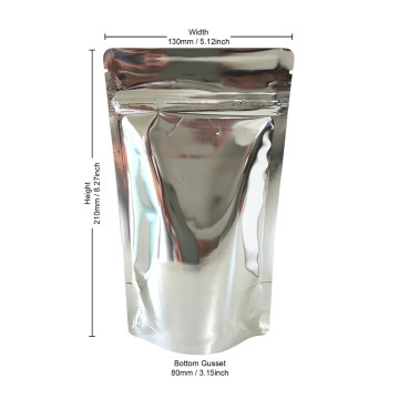 [Sample] 150g Silver Shiny Stand Up Pouch/Bag with Zip Lock [SP3]