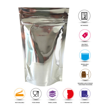 40g Silver Shiny Stand Up Pouch/Bag with Zip Lock [SP1] (100 per pack)