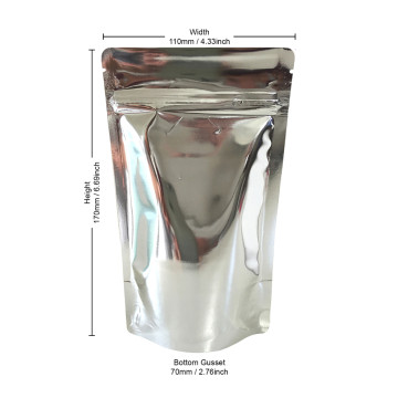 70g Silver Shiny Stand Up Pouch/Bag with Zip Lock [SP2] (100 per pack)