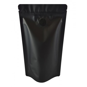 250g Matt Black With Valve Stand Up Pouch/Bag with Zip Lock [SP4]