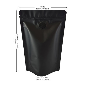 [Sample] 500g Black Matt With Valve Stand Up Pouch/Bag with Zip Lock [SP5]