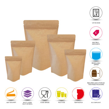 [Sample] 500g Kraft Paper With Valve Stand Up Pouch/Bag with Zip Lock [SP5]