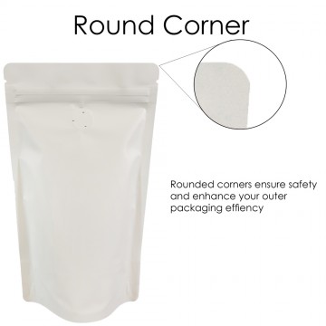 1kg Matt White With Valve Stand Up Pouch/Bag with Zip Lock [SP6]