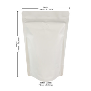 [Sample] 750g White Matt With Valve Stand Up Pouch/Bag with Zip Lock [SP11]