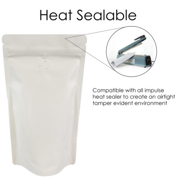 [Sample] 750g White Matt With Valve Stand Up Pouch/Bag with Zip Lock [SP11]