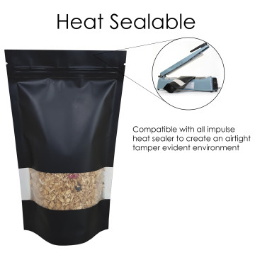 [SAMPLE] 2kg Window Black Matt Stand Up Pouch/Bag with Zip Lock [SP10] (100 per pack)