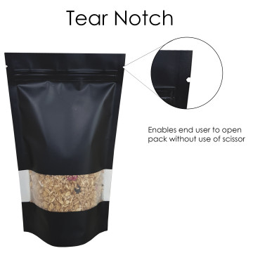 [SAMPLE] 2kg Window Black Matt Stand Up Pouch/Bag with Zip Lock [SP10] (100 per pack)