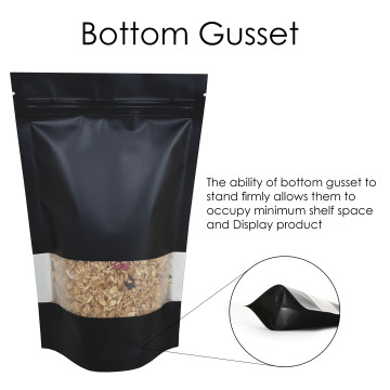 [SAMPLE] 2kg Window Black Matt Stand Up Pouch/Bag with Zip Lock [SP10] (100 per pack)