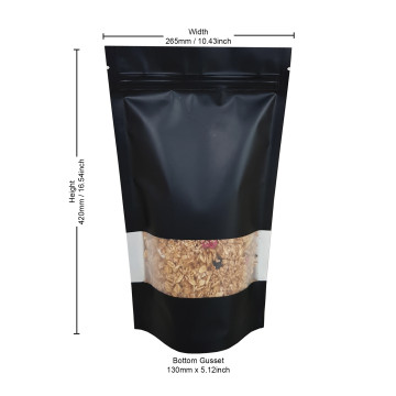 [SAMPLE] 2kg Window Black Matt Stand Up Pouch/Bag with Zip Lock [SP10] (100 per pack)