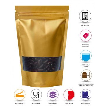 150g Window Gold Matt Stand Up Pouch/Bag with Zip Lock [SP3] (100 per pack)