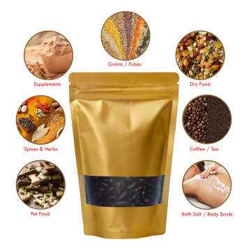 [Sample] 1kg Window Gold Matt Stand Up Pouch/Bag with Zip Lock [SP6]