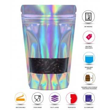 [Sample] 250g Window Holographic Stand Up Pouch/Bag with Zip Lock [SP4]