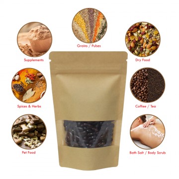 [Sample] 250g Window Kraft Paper Stand Up Pouch/Bag with Zip Lock [SP4]