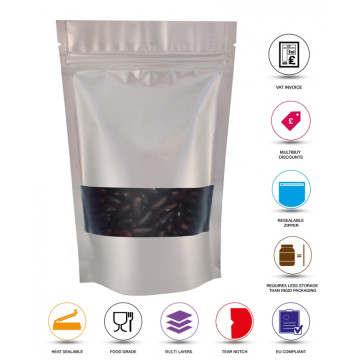 [Sample] 250g Window Silver Matt Stand Up Pouch/Bag with Zip Lock [SP4]