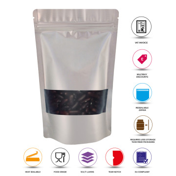 [Sample] 500g Window Silver Matt Stand Up Pouch/Bag with Zip Lock [SP5]