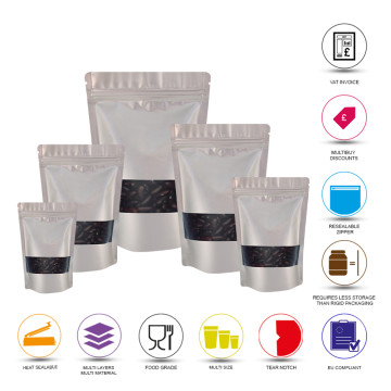 [Sample] 500g Window Silver Matt Stand Up Pouch/Bag with Zip Lock [SP5]