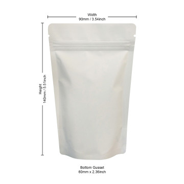 50g White Matt Stand Up Pouch/Bag with Zip Lock [WP1] (100 per pack)