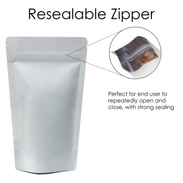1kg White Paper Stand Up Pouch/Bag with Zip Lock [SP6]