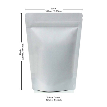 250g White Paper Stand Up Pouch/Bag with Zip Lock [SP4] (100 per pack)