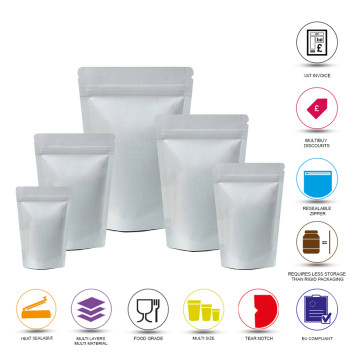 70g White Paper Stand Up Pouch/Bag with Zip Lock [SP2]