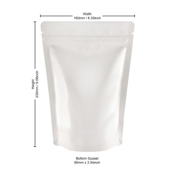 250g White Shiny Stand Up Pouch/Bag with Zip Lock [SP4] (100 per pack)