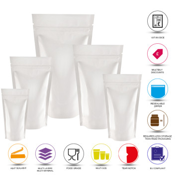40g White Shiny Stand Up Pouch/Bag with Zip Lock [SP1]