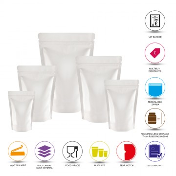 [Sample] 50g White Shiny Stand Up Pouch/Bag with Zip Lock [WP1]