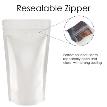 500g White Shiny Stand Up Pouch/Bag with Zip Lock [SP5] (100 per pack)