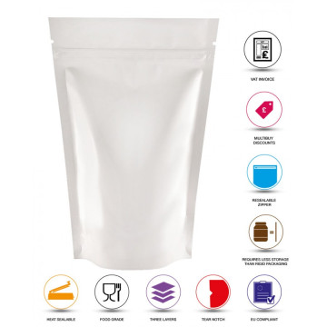 [Sample] 5kg White Shiny Stand Up Pouch/Bag with Zip Lock [SP8]