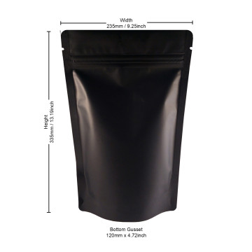 [Sample] 1kg Black Matt Stand Up Pouch/Bag with Zip Lock [SP6]