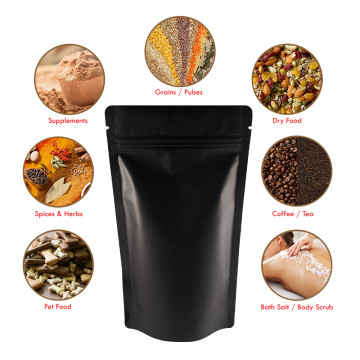 3kg Black Matt Stand Up Pouch/Bag with Zip Lock [SP7] (100 per pack)