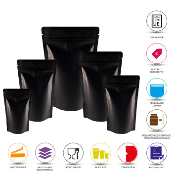 3kg Black Matt Stand Up Pouch/Bag with Zip Lock [SP7] (100 per pack)