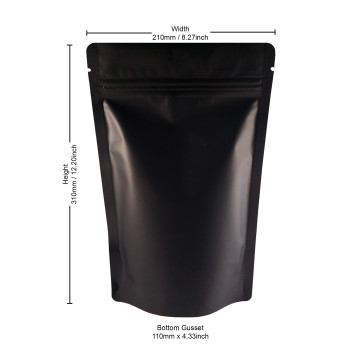 750g Black Matt Stand Up Pouch/Bag with Zip Lock [SP11] (100 per pack)