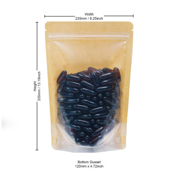 [Sample] 1kg Kraft Paper One Side Clear Stand Up Pouch/Bag with Zip Lock [SP6]
