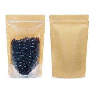 [Sample] 1kg Kraft Paper One Side Clear Stand Up Pouch/Bag with Zip Lock [SP6]