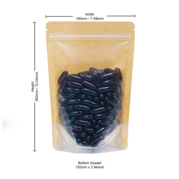 500g Kraft Paper One Side Clear Stand Up Pouch/Bag with Zip Lock [SP5] (100 per pack)