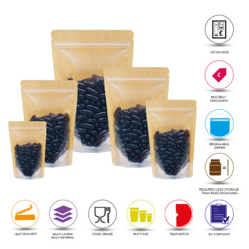 70g Kraft Paper One Side Clear Stand Up Pouch/Bag with Zip Lock [SP2] (100 per pack)