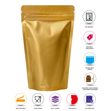 40g Gold Matt Stand Up Pouch/Bag with Zip Lock [SP1] (100 per pack)