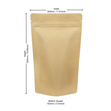 3kg Kraft Paper Stand Up Pouch/Bag with Zip Lock [SP7] (100 per pack)