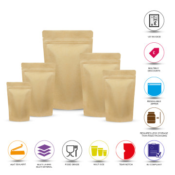 40g Kraft Paper Stand Up Pouch/Bag with Zip Lock [SP1] (100 per pack)