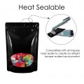 140x200mm Oval Window Black Shiny Stand Up Pouch/Bag With Zip Lock (100 per pack)