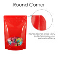 110x160mm Oval Window Red Shiny Stand Up Pouch/Bag With Zip Lock (100 per pack)