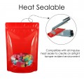 110x160mm Oval Window Red Shiny Stand Up Pouch/Bag With Zip Lock (100 per pack)