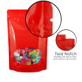 80x130mm Oval Window Red Shiny Stand Up Pouch/Bag With Zip Lock (100 per pack)