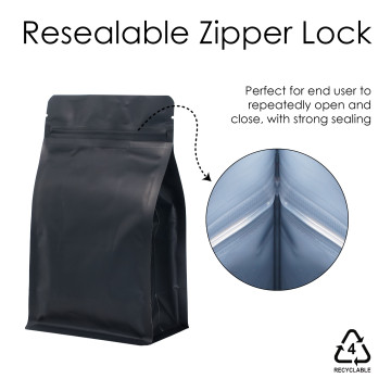 [SAMPLE] 1kg Recyclable Black Matt Flat Bottom Stand Up Pouch/Bag with Zip Lock [FB6]