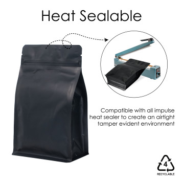 [SAMPLE] 1kg Recyclable Black Matt Flat Bottom Stand Up Pouch/Bag with Zip Lock [FB6]
