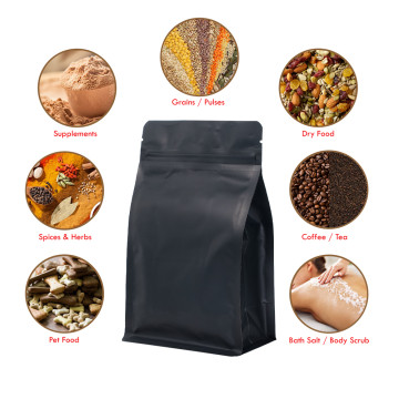 [SAMPLE] 1kg Recyclable Black Matt Flat Bottom Stand Up Pouch/Bag with Zip Lock [FB6]