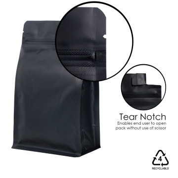 [SAMPLE] 250g Recyclalbe Black Matt Flat Bottom Bag with Zip Lock [FB4] (100 per pack)