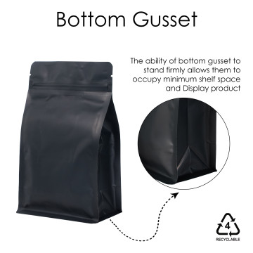 [SAMPLE] 250g Recyclalbe Black Matt Flat Bottom Bag with Zip Lock [FB4] (100 per pack)